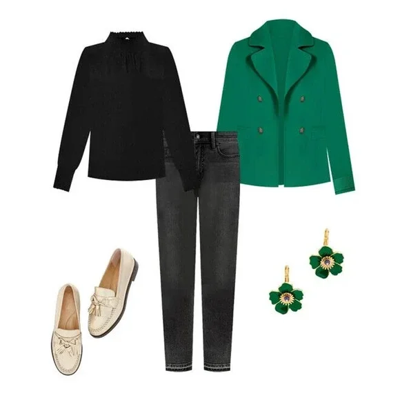 Talbots Tailored Peacoat Meadow Green Double Breasted Coat Women's Size Large - Picture 11 of 14